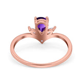 Pear Teardrop Natural Stone Chevron Ring