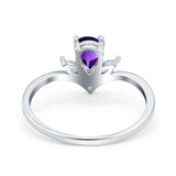 Pear Teardrop Natural Stone Chevron Ring