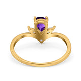 Pear Teardrop Natural Stone Chevron Ring