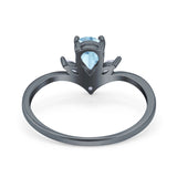 Pear Teardrop Natural Stone Chevron Ring
