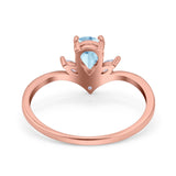 Pear Teardrop Natural Stone Chevron Ring