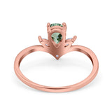 Pear Teardrop Natural Stone Chevron Ring