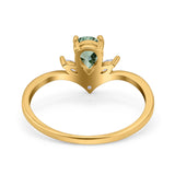 Pear Teardrop Natural Stone Chevron Ring