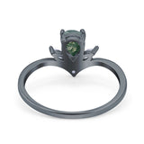 Pear Teardrop Natural Stone Chevron Ring