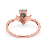Pear Teardrop Natural Stone Chevron Ring