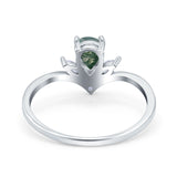 Pear Teardrop Natural Stone Chevron Ring