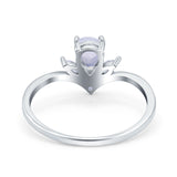 Pear Teardrop Natural Stone Chevron Ring
