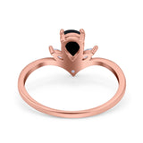Pear Teardrop Natural Stone Chevron Ring