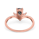 Pear Teardrop Natural Stone Chevron Ring