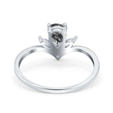 Pear Teardrop Natural Stone Chevron Ring