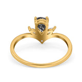 Pear Teardrop Natural Stone Chevron Ring
