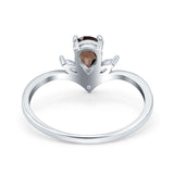 Pear Teardrop Natural Stone Chevron Ring