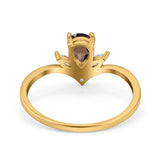 Pear Teardrop Natural Stone Chevron Ring