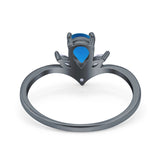 Pear Teardrop Natural Stone Chevron Ring