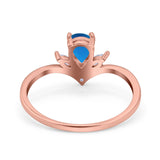 Pear Teardrop Natural Stone Chevron Ring