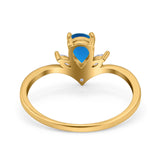 Pear Teardrop Natural Stone Chevron Ring
