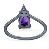 Pear Teardrop Natural Stone Chevron Ring