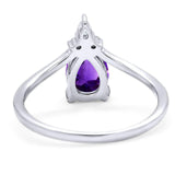 Pear Teardrop Natural Stone Chevron Ring