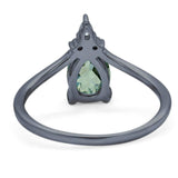 Pear Teardrop Natural Stone Chevron Ring