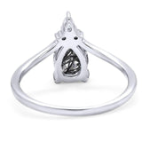 Pear Teardrop Natural Stone Chevron Ring