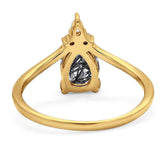 Pear Teardrop Natural Stone Chevron Ring