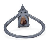 Pear Teardrop Natural Stone Chevron Ring