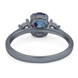 Art Deco Oval Natural Stone Three Stone Ring