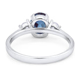 Art Deco Oval Natural Stone Three Stone Ring