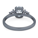 Art Deco Oval Natural Stone Three Stone Ring