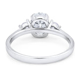 Art Deco Oval Natural Stone Three Stone Ring