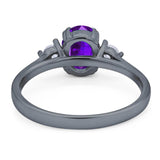 Art Deco Oval Natural Stone Three Stone Ring