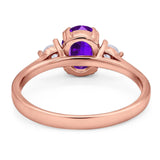 Art Deco Oval Natural Stone Three Stone Ring