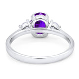 Art Deco Oval Natural Stone Three Stone Ring