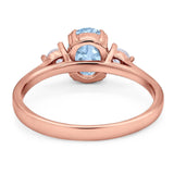 Art Deco Oval Natural Stone Three Stone Ring