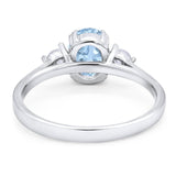 Art Deco Oval Natural Stone Three Stone Ring