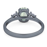 Art Deco Oval Natural Stone Three Stone Ring