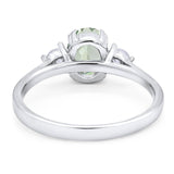 Art Deco Oval Natural Stone Three Stone Ring