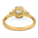 Art Deco Oval Natural Stone Three Stone Ring