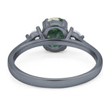 Art Deco Oval Natural Stone Three Stone Ring