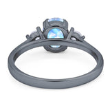 Art Deco Oval Natural Stone Three Stone Ring