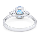 Art Deco Oval Natural Stone Three Stone Ring