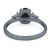 Art Deco Oval Natural Stone Three Stone Ring