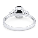 Art Deco Oval Natural Stone Three Stone Ring