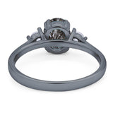 Art Deco Oval Natural Stone Three Stone Ring