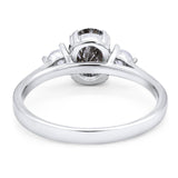 Art Deco Oval Natural Stone Three Stone Ring