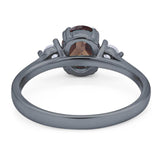 Art Deco Oval Natural Stone Three Stone Ring