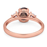 Art Deco Oval Natural Stone Three Stone Ring