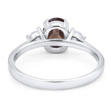 Art Deco Oval Natural Stone Three Stone Ring