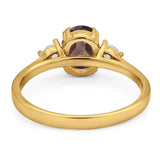 Art Deco Oval Natural Stone Three Stone Ring