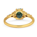 Oval Natural Stone Art Deco Ring